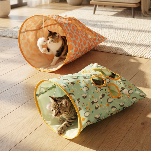 Saco de Dormir y Túnel "Hide & Play" – Refugio y Diversión para Gatos