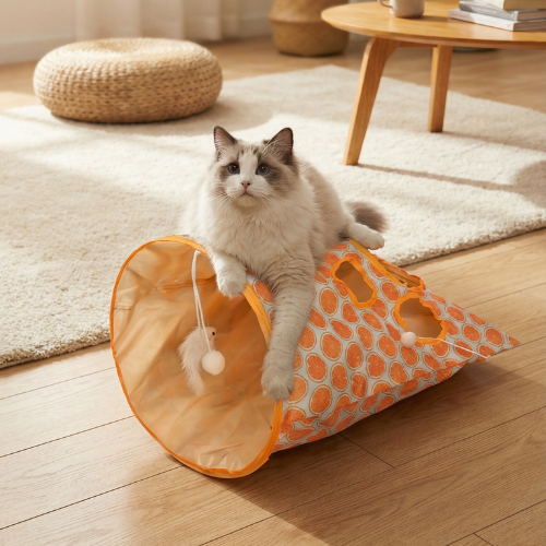 Saco de Dormir y Túnel "Hide & Play" – Refugio y Diversión para Gatos